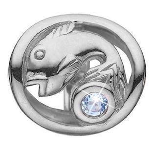 Christina Collect Sterling Silver Fish Zodiac med hvit stein (19. mars - 19. mars)